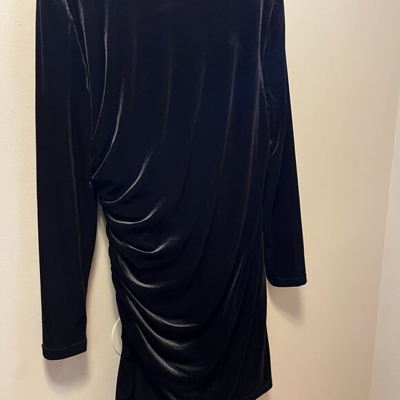 Alex Marie Nikki Stretch‎ Velvet Surplice V-Neck Long Sleeve Ruched Dress 16 New - Picture 4 of 8